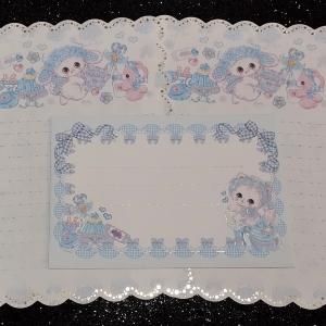 Papel de Carta Amenomori Fumika Coelho azul.